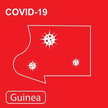 Map of Guinea labeled COVID-19. Vector illustration of a virus, coronavirus 스톡 일러스트
