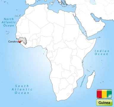 Map of guinea with main cities in gray Stock Illustration