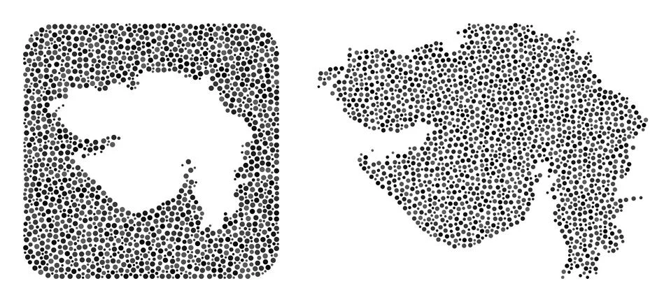 Map of Gujarat State - Dotted Collage with Subtracted Space Stock Illustration