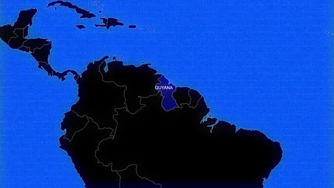 Map Of Guyana Stock Footage 294574406