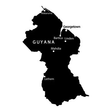 Map of Guyana Stock Illustration