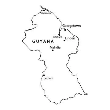 Map of Guyana Stock Illustration