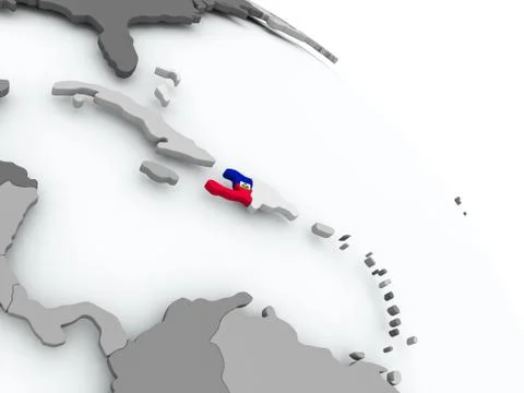 Map of Haiti with flag on globe Stock Illustration
