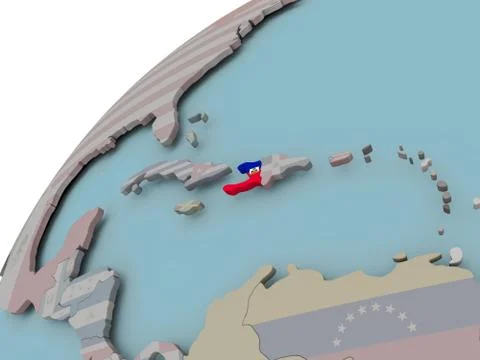 Map of Haiti with flag Stock Illustration