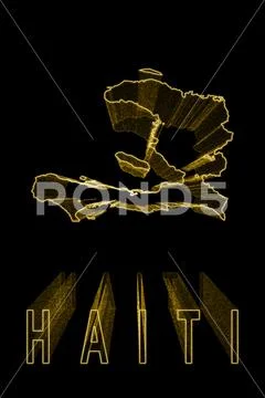 Map of Haiti, Gold Map On Black Background: Graphic #164791301