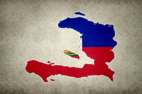 Map of Haiti with its flag on a paper Stock Illustration