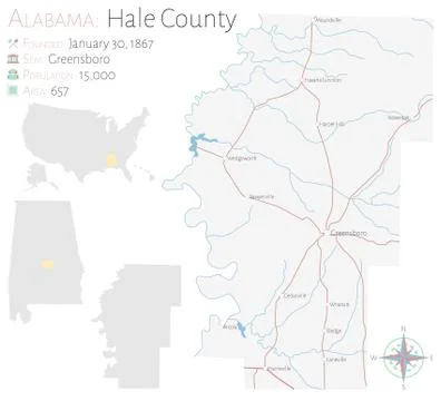 Map of Hale County in Alabama Stock Illustration
