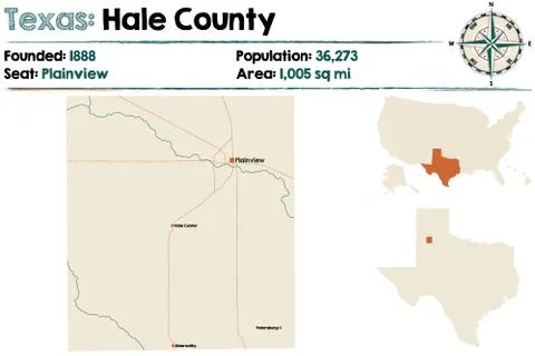 Map of Hale county in Texas Stock Illustration