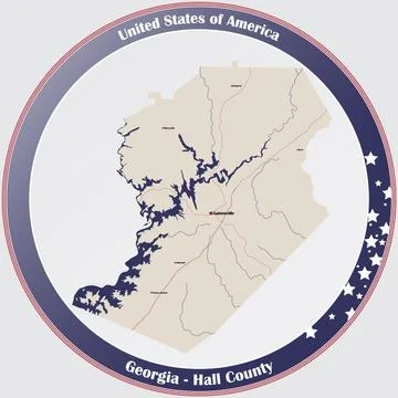 Map of Hall County in Georgia Stock Illustration
