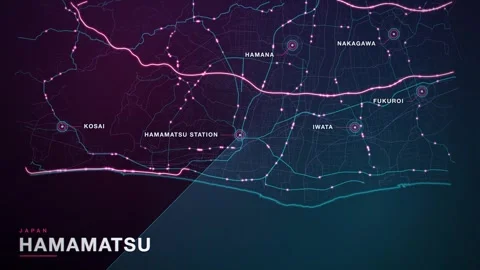 Map of Hamamatsu 스톡 동영상 340992443