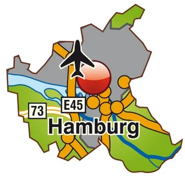 Map of hamburg with highways in green Stock Illustration