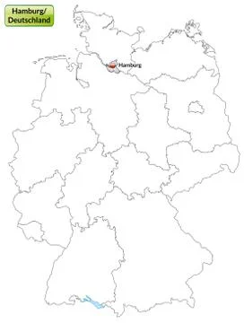 Map of hamburg with main cities in gray Stock Illustration