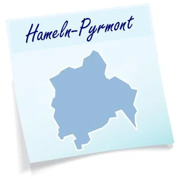 Map of hameln-pyrmont as sticky note Stock Illustration