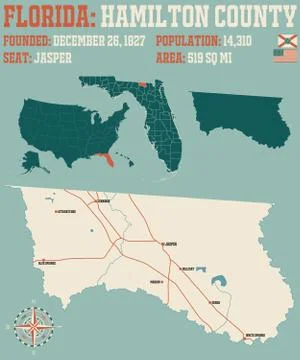 Map of Hamilton County in Florida Stock Illustration