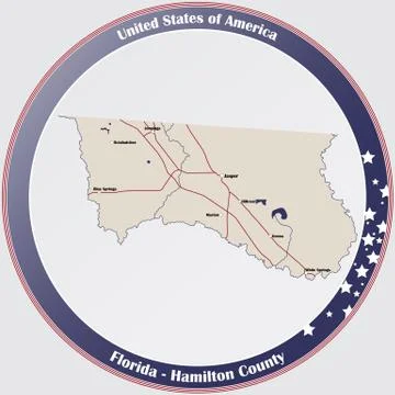 Map of Hamilton County in Florida Stock Illustration