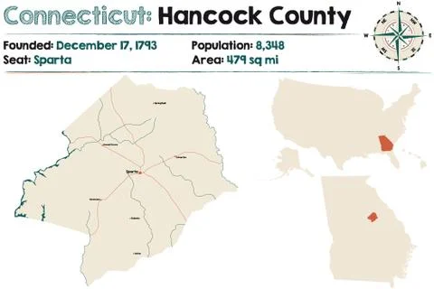 Map of Hancock County in Georgia Stock Illustration