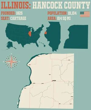 Map of Hancock County in Illinois Stock Illustration