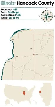Map of Hancock County in Illinois Stock Illustration
