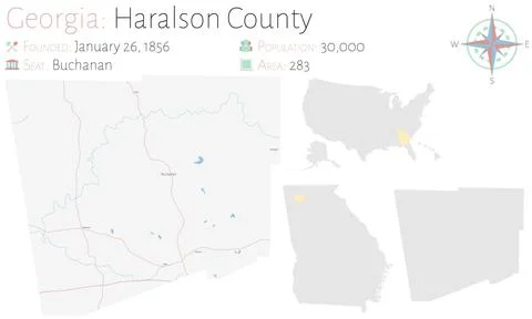Map of Haralson County in Georgia Stock Illustration