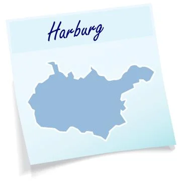 Map of harburg as sticky note Stock Illustration