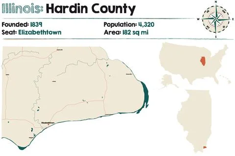 Map of Hardin County in Illinois Stock Illustration