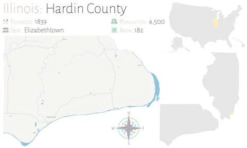 Map of Hardin County in Illinois Stock Illustration