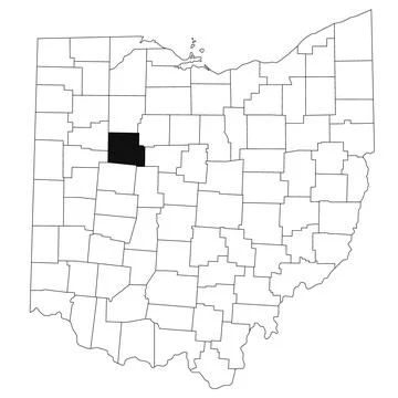 Map of Hardin County in Ohio state on white background. single County map h.. Stock Illustration