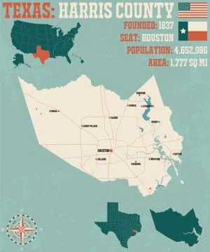 Map of Harris County in Texas Stock Illustration