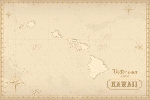 Map of Hawaii in the old style Stock Illustration