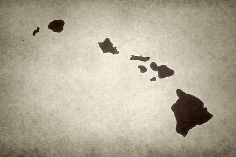 Map of Hawaii printed on a paper Stock Illustration