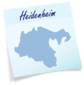 Map of heidenheim as sticky note Stock Illustration