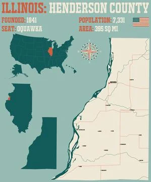 Map of Henderson County in Illinois Stock Illustration
