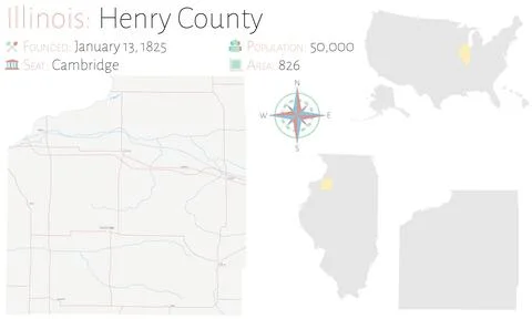 Map of Henry County in Illinois Stock Illustration