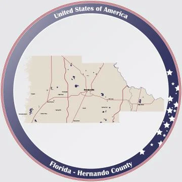 Map of Hernando County in Florida Stock Illustration