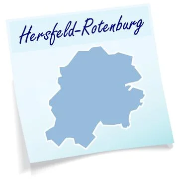 Map of hersfeld-rotenburg as sticky note Stock Illustration