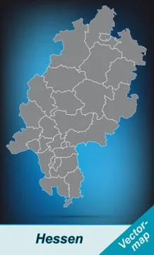 Map of hesse with borders in bright gray Stock Illustration