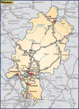Map of hesse with highways Stock Illustration