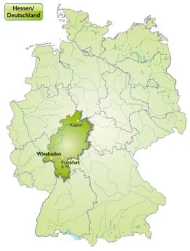Map of hesse with main cities in green Stock Illustration