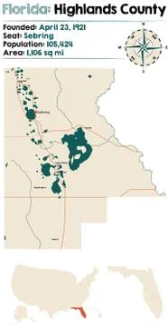 Map of Highlands County in Florida Stock Illustration