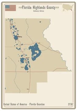 Map of Highlands County in Florida Stock Illustration
