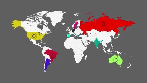 Map highlighted in the world map in red color and label of the USA text in .. Video stock 306876814