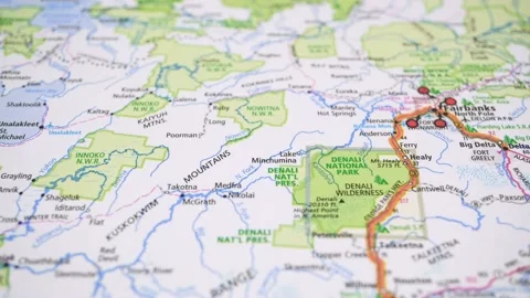 Map of Highways In Central Alaska US State. Stock Footage 165104934