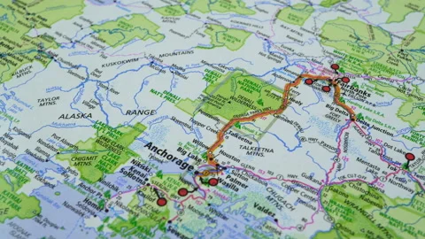 Map Of Highways With Cities Of America Anchorage. Stock Footage 123020342