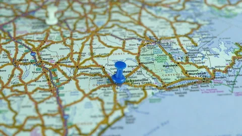 Map Of Highways With Cities Of America. State Of Virginia. Stock Footage 123064164