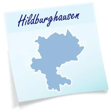 Map of hildburghausen as sticky note 스톡 일러스트
