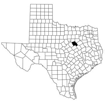 Map of hill County in Texas state on white background. single County map hi.. Stock Illustration
