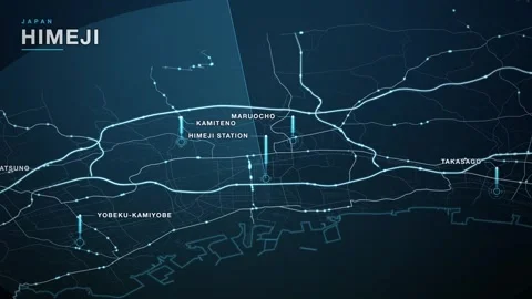 Map of Himeji Stock Footage 340992477