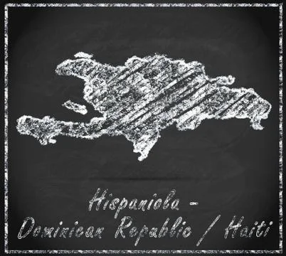 Map of hispaniola as chalkboard Stock Illustration