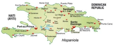 Map of hispaniola as an overview map in pastel green Stock Illustration