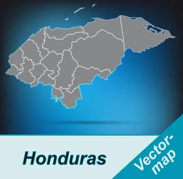 Map of honduras with borders in bright gray Stock Illustration